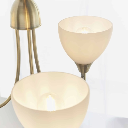 Lampa wisząca mosiężna 3-punktowa z białymi kloszami 1805-3AN z serii Alton - Endon Lighting