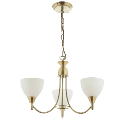 Lampa wisząca mosiężna 3-punktowa z białymi kloszami 1805-3AN z serii Alton - Endon Lighting