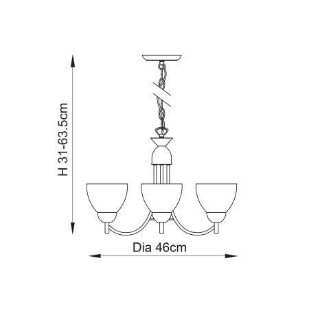 Lampa wisząca mosiężna 3-punktowa z białymi kloszami 1805-3AN z serii Alton - Endon Lighting