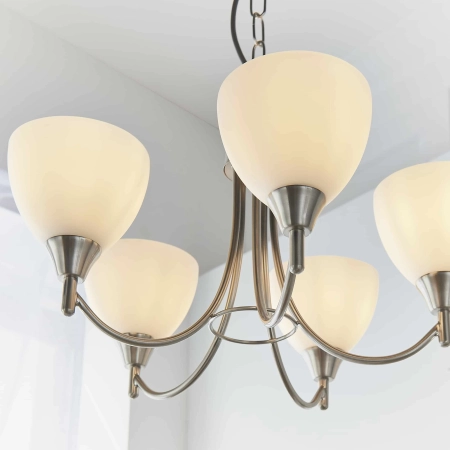 Żyrandol metalowy srebrny 5-punktowy 1805-5SC z serii Alton - Endon Lighting