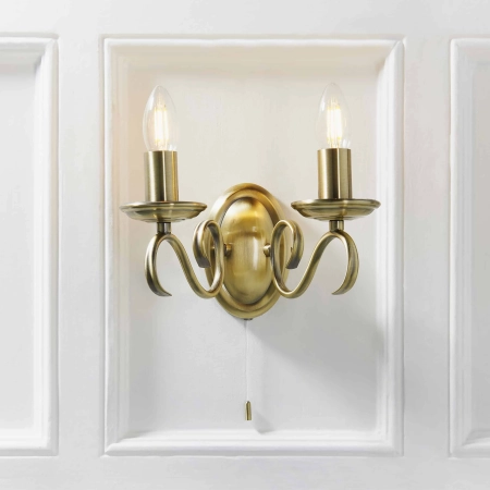 Kinkiet metalowy mosiężny 2-punktowy 2030-2AN z serii Bernice - Endon Lighting