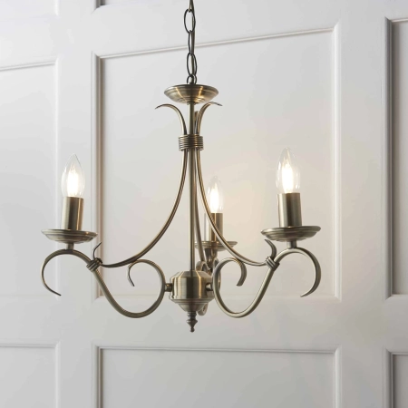 Lampa wisząca mosiężna 3-punktowa 39cm 2030-3AN z serii Bernice - Endon Lighting