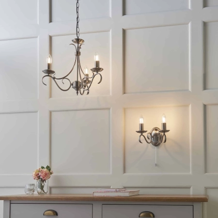 Lampa wisząca mosiężna 3-punktowa 39cm 2030-3AN z serii Bernice - Endon Lighting
