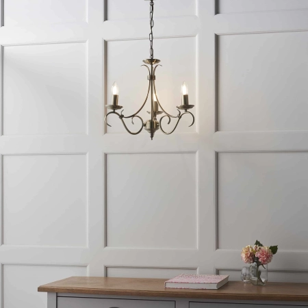 Lampa wisząca mosiężna 3-punktowa 39cm 2030-3AN z serii Bernice - Endon Lighting