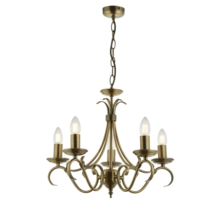 Żyrandol metalowy mosiężny 5-punktowy 2030-5AN z serii Bernice - Endon Lighting