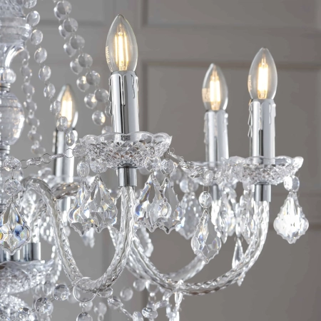 Żyrandol przezroczysty 8-punktowy 308-8CL z serii CLARENCE - Endon Lighting