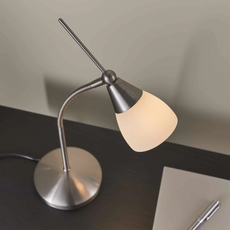 Lampa biurkowa metalowa srebrna z białym kloszem 652-TLSC z serii Range - Endon Lighting