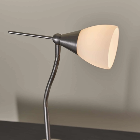 Lampa biurkowa metalowa srebrna z białym kloszem 652-TLSC z serii Range - Endon Lighting
