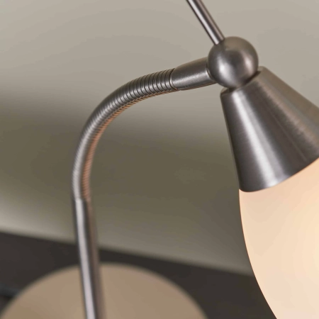 Lampa biurkowa metalowa srebrna z białym kloszem 652-TLSC z serii Range - Endon Lighting