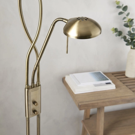 Lampa podłogowa mosiężna z ramieniem do czytania MONACO-AN z serii MONACO - Endon Lighting