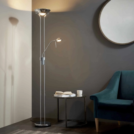 Lampa podłogowa metalowa srebrna z czytnikiem ROME-CH z serii ROME - Endon Lighting