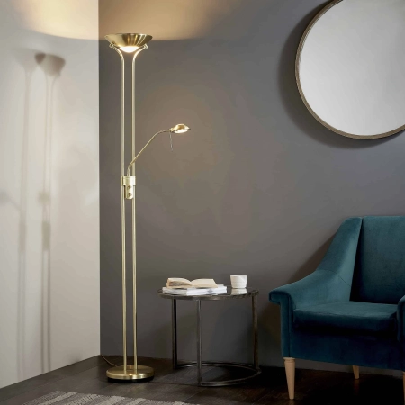 Lampa podłogowa metalowa miedziana z czytelnikiem ROME-SB z serii ROME - Endon Lighting