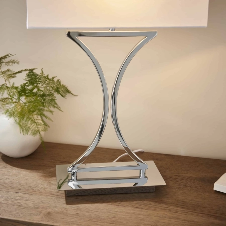 Lampa stołowa srebrna metalowa z białym abażurem 96930-TLCH z serii EPALLE - Endon Lighting
