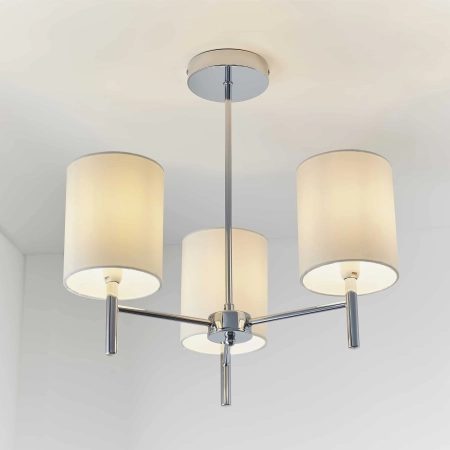 Lampa sufitowa 3-punktowa chromowana z białymi abażurami BRIO-3CH z serii BRIO - Endon Lighting