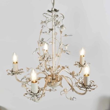 Żyrandol metalowy kremowy 5-punktowy LULLABY-5CR z serii LULLABY - Endon Lighting