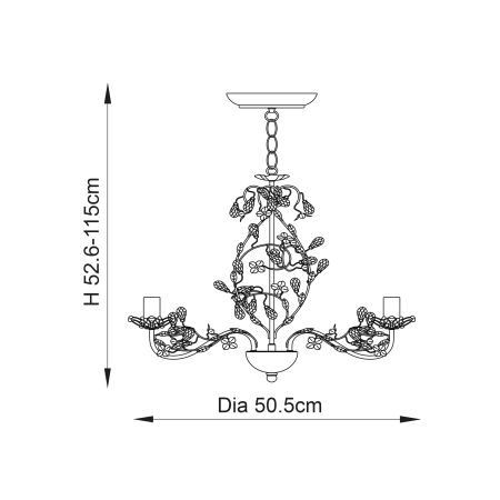 Żyrandol metalowy kremowy 5-punktowy LULLABY-5CR z serii LULLABY - Endon Lighting