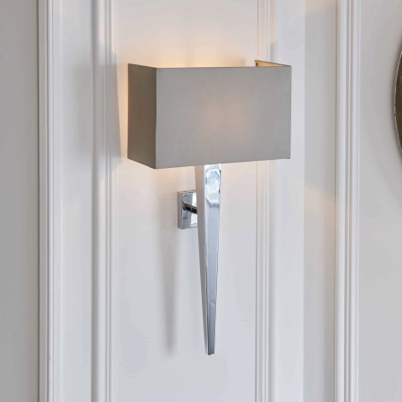 Kinkiet ścienny srebrny metalowy z szarym abażurem MORETO-1WBCH z serii MORETO - Endon Lighting