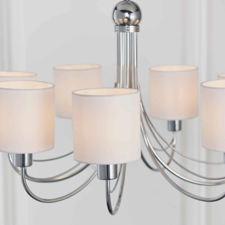 Żyrandol chromowany 7-punktowy z białymi abażurami PHANTOM-7CH z serii PHANTOM - Endon Lighting