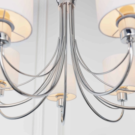 Żyrandol chromowany 7-punktowy z białymi abażurami PHANTOM-7CH z serii PHANTOM - Endon Lighting