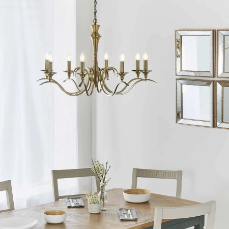 Żyrandol metalowy mosiężny 8-punktowy KORA-8AB z serii Kora - Endon Lighting