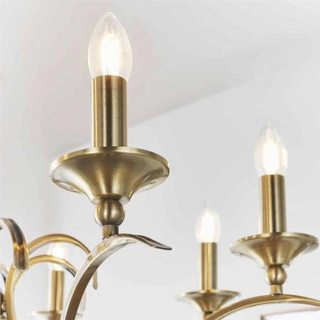 Żyrandol metalowy mosiężny 8-punktowy KORA-8AB z serii Kora - Endon Lighting