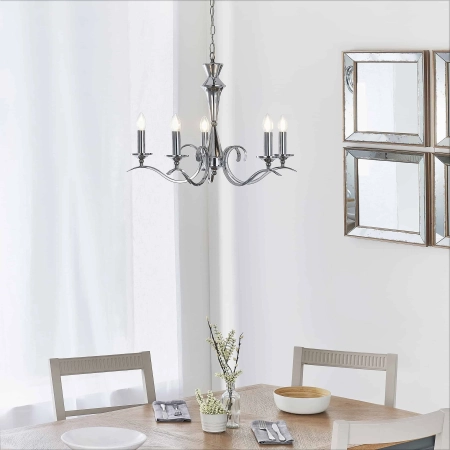 Lampa wisząca metalowa srebrna 5-punktowa KORA-5CH z serii Kora - Endon Lighting