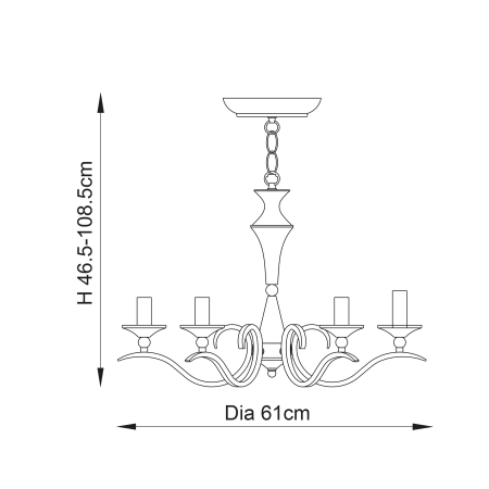 Lampa wisząca metalowa srebrna 5-punktowa KORA-5CH z serii Kora - Endon Lighting