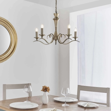 Żyrandol metalowy mosiężny 5-punktowy KORA-5AB z serii KORA - Endon Lighting