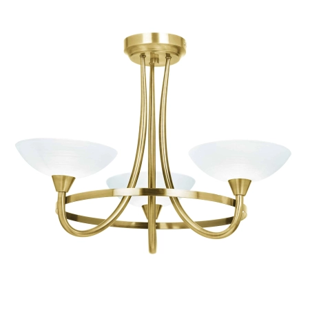 Lampa sufitowa mosiężna 3-punktowa z białymi kloszami CAGNEY-3AB z serii Cagney - Endon Lighting