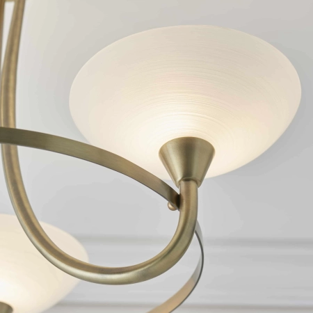Lampa sufitowa mosiężna 3-punktowa z białymi kloszami CAGNEY-3AB z serii Cagney - Endon Lighting