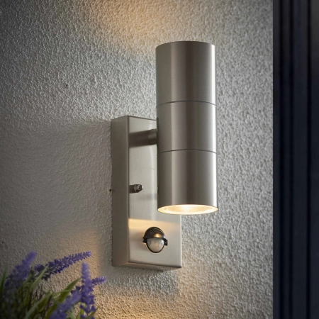 Kinkiet zewnętrzny metalowy srebrny 2-punktowy z czujnikiem ruchu EL-40062 z serii CANON - Endon Lighting