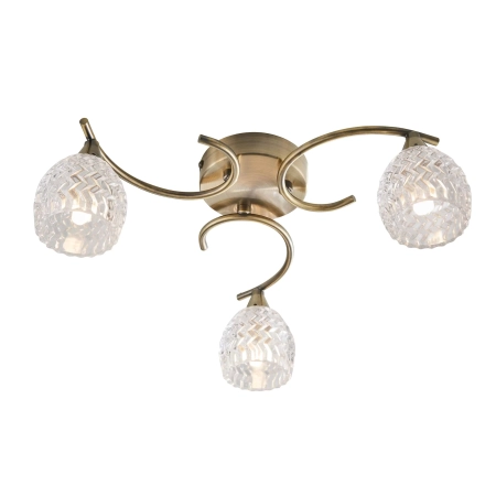 Lampa sufitowa mosiężna 3-punktowa ze szklanymi kloszami BOYER-3AB z serii BOYER - Endon Lighting