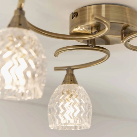 Lampa sufitowa mosiężna 3-punktowa ze szklanymi kloszami BOYER-3AB z serii BOYER - Endon Lighting