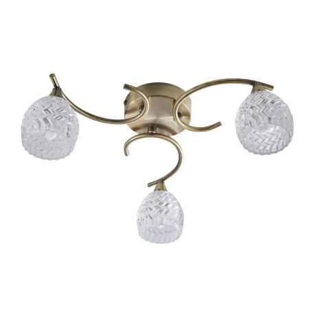 Lampa sufitowa mosiężna 3-punktowa ze szklanymi kloszami BOYER-3AB z serii BOYER - Endon Lighting