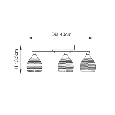 Lampa sufitowa mosiężna 3-punktowa ze szklanymi kloszami BOYER-3AB z serii BOYER - Endon Lighting