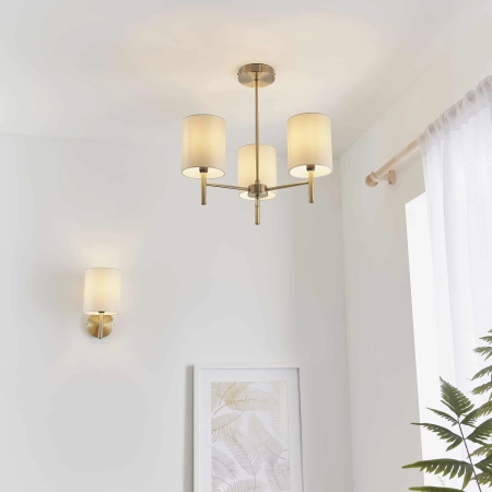 Lampa sufitowa mosiężna z białymi abażurami 3-punktowa BRIO-3AB z serii BRIO - Endon Lighting