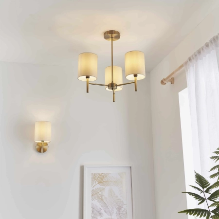 Kinkiet metalowy złoty z białym abażurem BRIO-1WBAB z serii BRIO - Endon Lighting