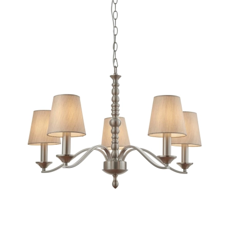 Lampa wisząca srebrna metalowa z beżowymi abażurami 5-punktowa ASTAIRE-5SN z serii ASTAIRE - Endon Lighting