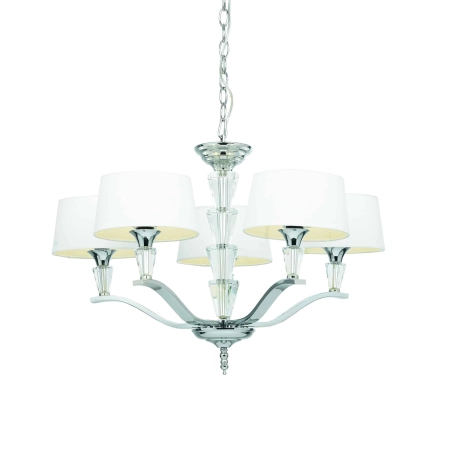 Żyrandol chromowany 5-punktowy z białymi abażurami FIENNES-5NI z serii FIENNES - Endon Lighting