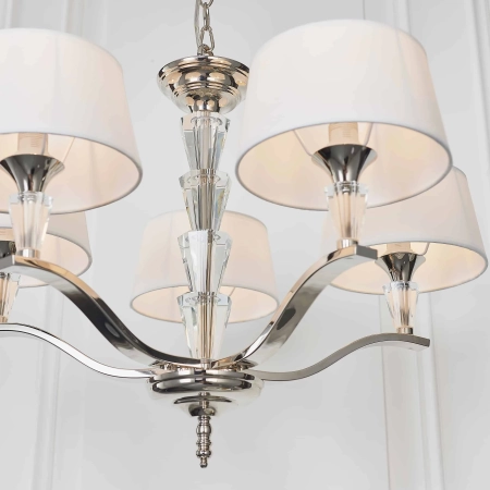 Żyrandol chromowany 5-punktowy z białymi abażurami FIENNES-5NI z serii FIENNES - Endon Lighting