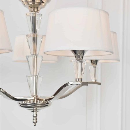 Żyrandol chromowany 5-punktowy z białymi abażurami FIENNES-5NI z serii FIENNES - Endon Lighting