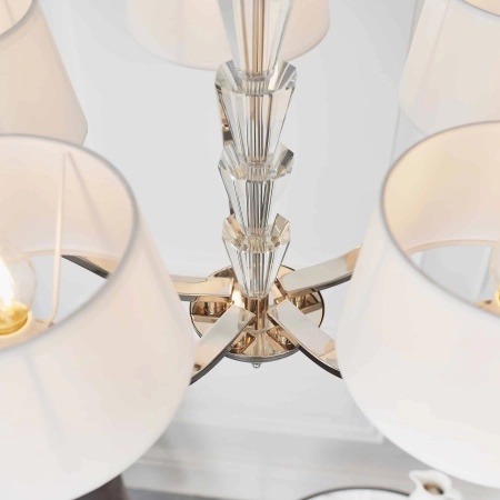 Żyrandol chromowany 5-punktowy z białymi abażurami FIENNES-5NI z serii FIENNES - Endon Lighting