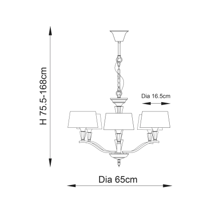 Żyrandol chromowany 5-punktowy z białymi abażurami FIENNES-5NI z serii FIENNES - Endon Lighting