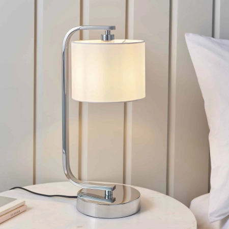 Lampa stołowa chromowana z białym abażurem CANNING-TLCH z serii CANNING - Endon Lighting