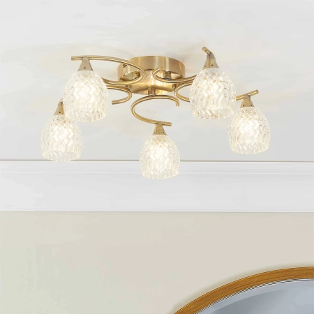 Lampa sufitowa mosiężna 5-punktowa z kloszami BOYER-5AB z serii BOYER - Endon Lighting