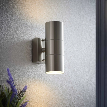 Kinkiet zewnętrzny metalowy srebrny 2-punktowy EL-40095 z serii Canon - Endon Lighting