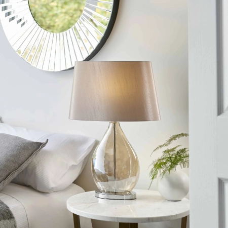 Lampa stołowa szklana beżowa z abażurem KEW-TLGO z serii Kew - Endon Lighting