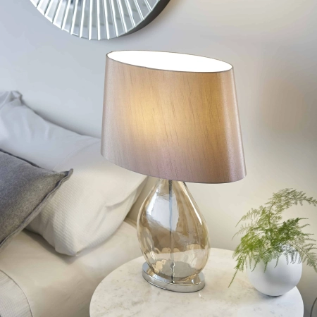 Lampa stołowa szklana beżowa z abażurem KEW-TLGO z serii Kew - Endon Lighting
