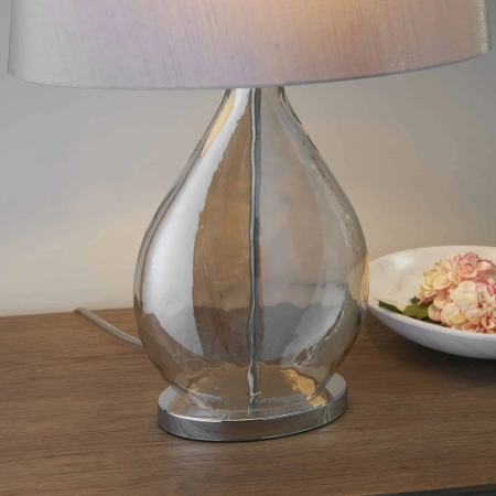 Lampa stołowa szklana beżowa z abażurem KEW-TLGO z serii Kew - Endon Lighting