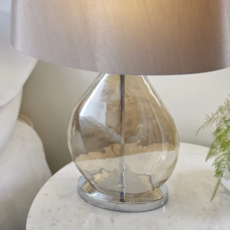 Lampa stołowa szklana beżowa z abażurem KEW-TLGO z serii Kew - Endon Lighting